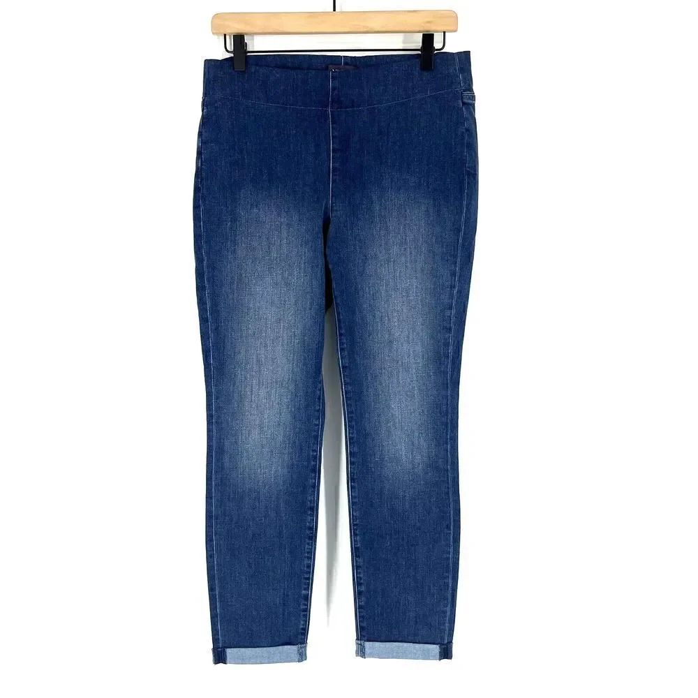 NYDJ Jeans Size 4 Womens Blue Pull On Skinny Jeggings Cool Embrace Rolled Cuff